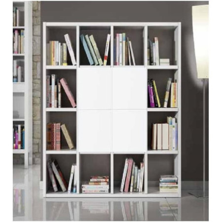 Libreria bianco frassinato moderna in legno con 8 ante