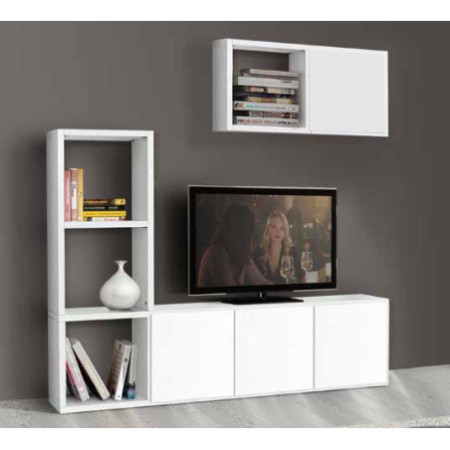 Libreria porta tv e 2 cubi 4 antine bianco frassinato