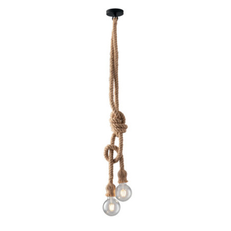 Lampadario Sospensione Rope Industrial Vintage in Corda 2x40W