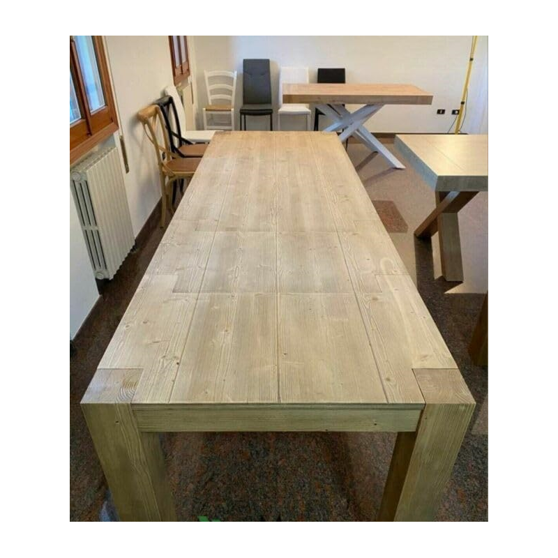 Tavolo da pranzo allungabile in legno abete naturale moderno 160x90 cm