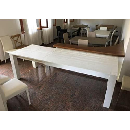 Tavolo da pranzo allungabile in legno abete bianco spazzolato 180 x 90
