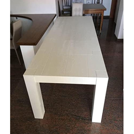 Tavolo da pranzo allungabile in legno abete bianco spazzolato 180 x 90