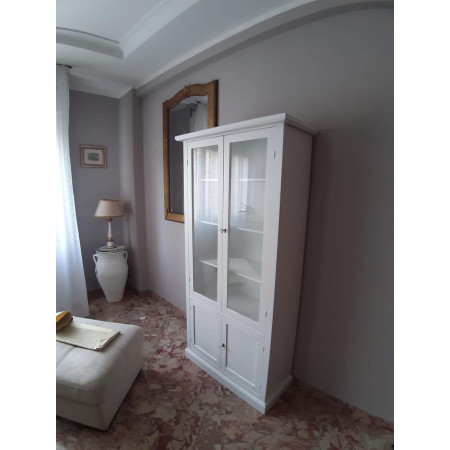 Vetrina classica in legno  bianco opaco 90x41x186 cm