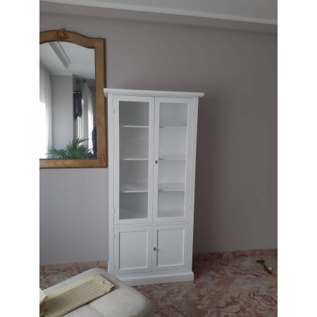 Vetrina classica in legno  bianco opaco 90x41x186 cm