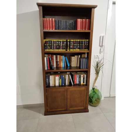 Libreria arte povera in legno in noce lucido 91x41x186 cm