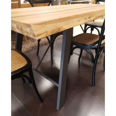 Tavolo in legno massello, 6 gambe metallo a cavalletto 180x90x77 cm