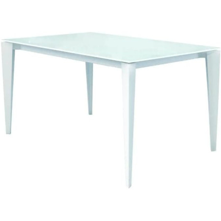 Tavolo in metallo colore bianco allungabile piano in vetro 140x90x77cm