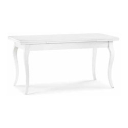 Tavolo da pranzo classico in legno massello bianco opaco 160x85 cm