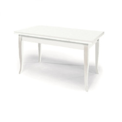 Tavolo da pranzo classico in legno massello bianco opaco 160x80 cm