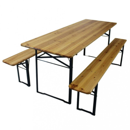 Set Birreria richiudibile 220x80 in legno con tavolo 2 panche