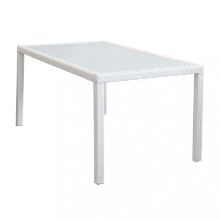 Tavolo in Wicker Acciaio colore bianco da giardino terrazzo 150x90 cm