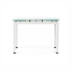 Tavolo allungabile con piano in vetro bianco 110x70 cm